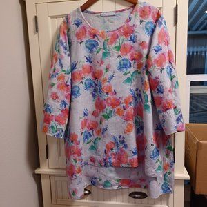 Cur loose tunic, 100% linen,  size lg.